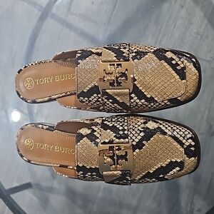 Tory Burch Georgia Snake-Embossed Loafer Mules